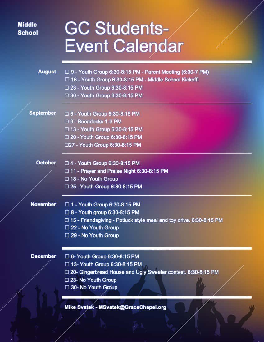 middle school calendar